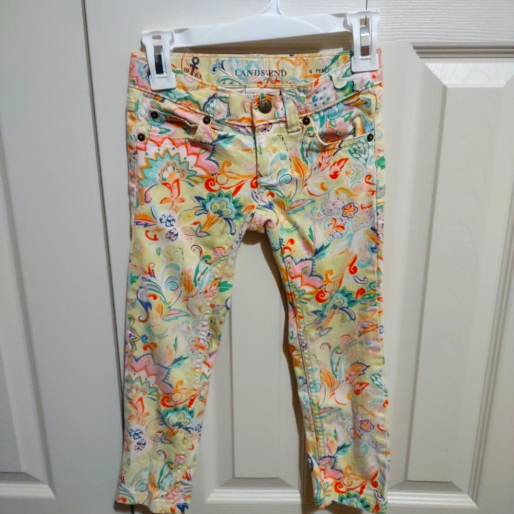 Lands end size 4 Paisley white jeans